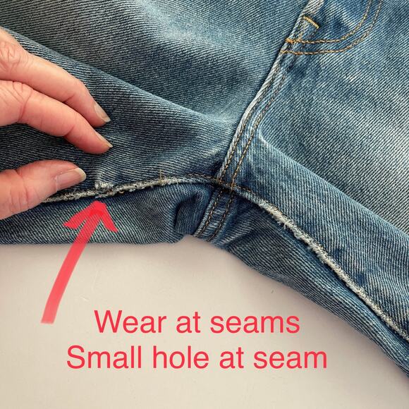 Levi's Wedgie Straight Jeans Women's Size 29 Cotton Button Fly Crop Blue Raw Hem - Picture 8 of 11